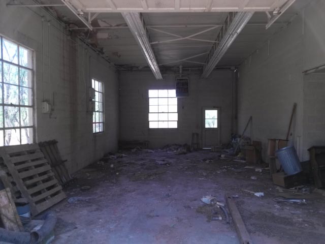 Inside of an old workshop at the former plant headquarters