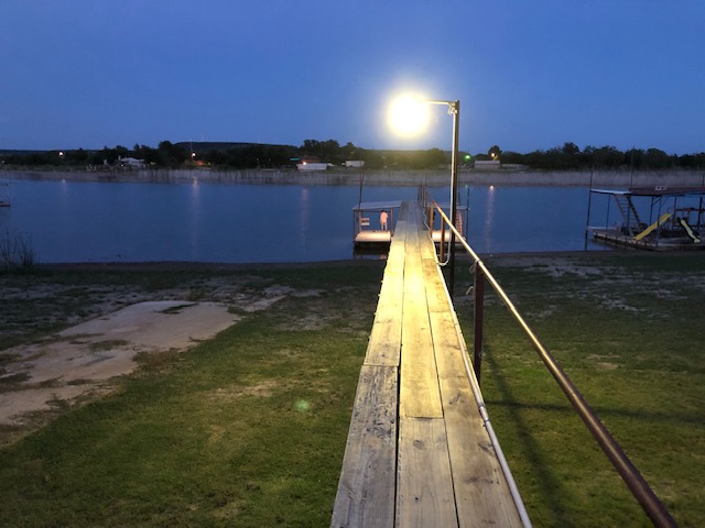 Night view of the dock and lake