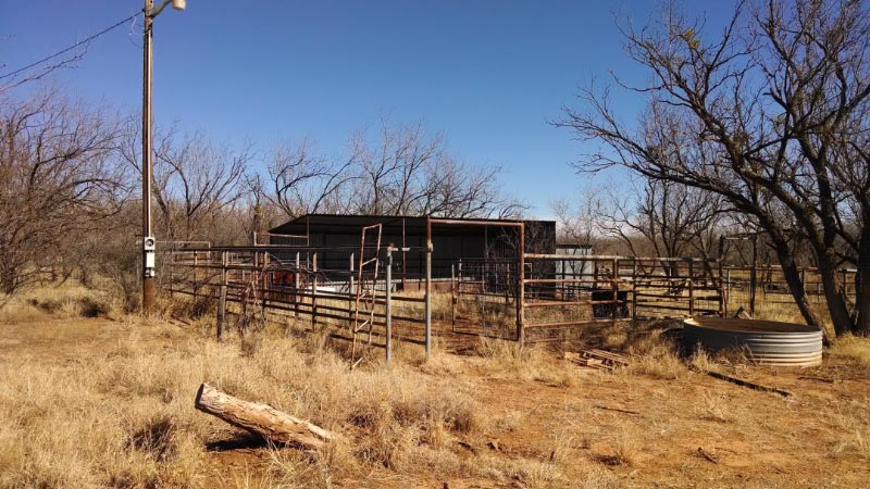 Livestock pens and shed